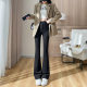 Slim ceiling black horseshoe pants suit wide leg straight micro flared pants plus size Stretch Slim pants for women