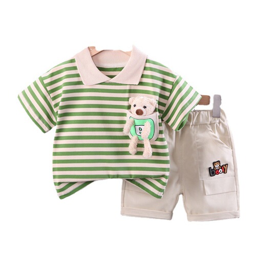 Boys' Summer Outfit Set Trendy Children's Short-Sleeve Two-Piece Infant Fashion Kids' Summer Thin Version Cool Baby Clothes