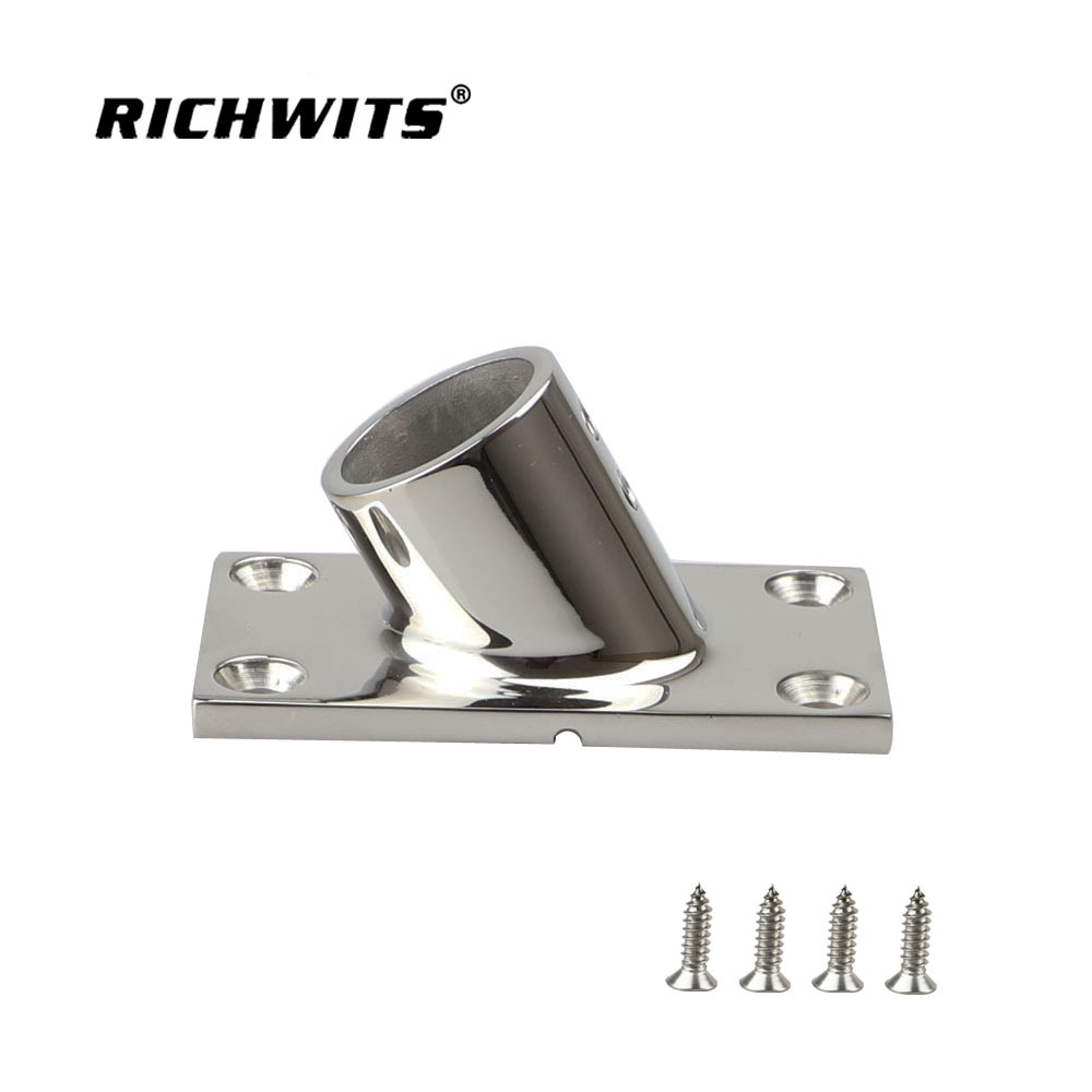 RICHWITS 스테인레스 스틸 60 도 스퀘어 튜브 시트 요트 난간베이스 해양 하드웨어 사각형 바닥 원형 튜브 시트