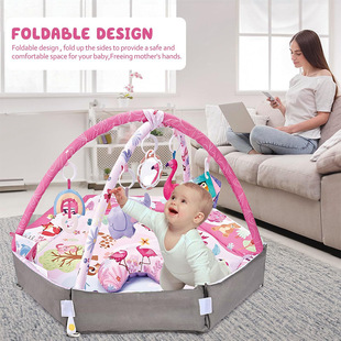 Cross-Border Customizable Kidsren's Multifunctional Baby Fitness Blanket Toys Baby Fun Fitness Blanket with Rattle Wholesale