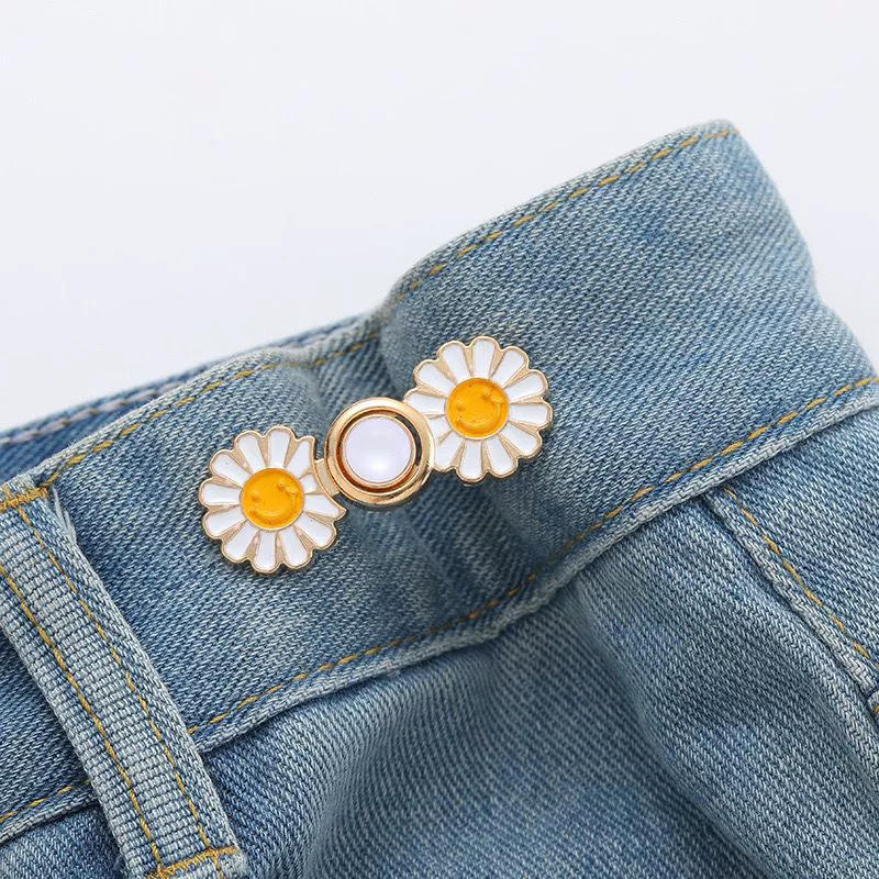 Nail-Free Removable Waist Buckle Pair, Flat-Bottom Seamless Buttons for Pants & Skirts, Assorted Designs