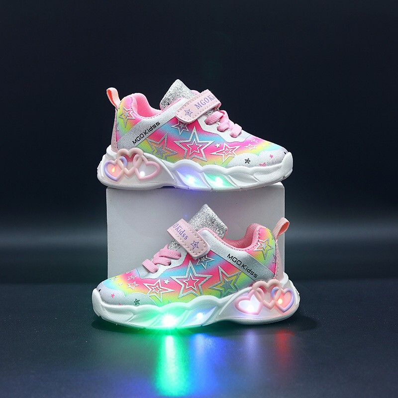 Light-up shoes with five-pointed stars, colorful, for boys and girls, 2026 spring and autumn new model, LED light-up shoes, glowing shoes, sneakers, casual shoes Light-up shoes with five-pointed stars, colorful, for boys and girls, 2026 spring and autumn new model, LED light-up shoes, glowing shoes, sneakers, casual shoes