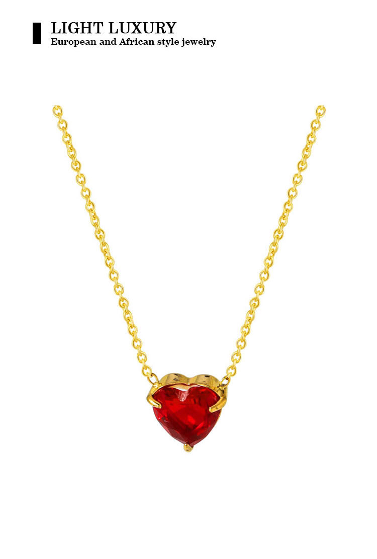 Titanium Steel 18K Gold Plated Lady Plating Heart Shape Zircon Pendant Necklace display picture 2