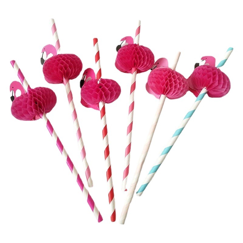 19,7 creativo tridimensional panal Flamingo agua ganso forma decoración de papel desechable paja transfronteriza Amazon