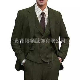 男式西装正式人字呢 3 件套婚礼修身西装舞会礼服伴郎商务晚会礼