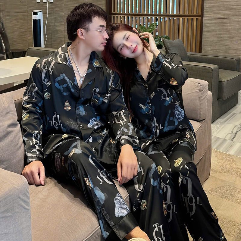 Factory Direct 2026 Spring New Ice Silk Couple Pajamas for Women, Trendy Cartoon Internet Celebrity Fashion Loungewear Factory Direct 2026 Spring New Ice Silk Couple Pajamas for Women, Trendy Cartoon Internet Celebrity Fashion Loungewear