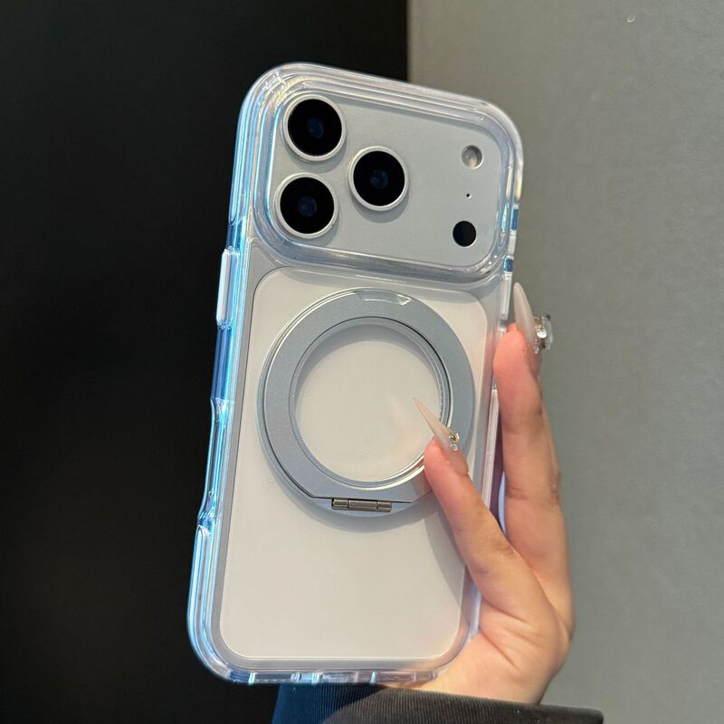 Rotating Magnetic Stand Suitable for Apple 18 Pro Max Phone Case, New Airbag Design, Transparent and Stylish for iPhone 16/17