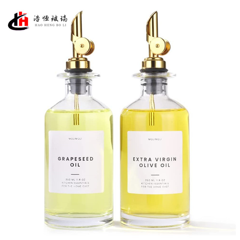亚马逊家用厨房用品500ml飞机盒套装自动开合醋油香油调料玻璃瓶