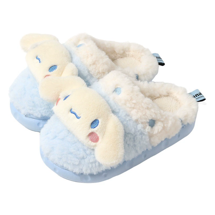 Sanrio Детские хлопчатобумажные тапочки осень-зима для девочек милая большая ухо-собака принцесса в помещении теплая детская шерстяная обувь