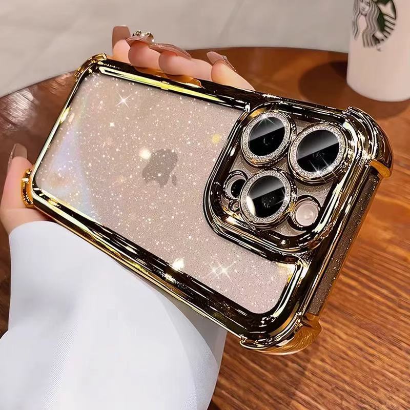 Simple estrella brillo cuatro esquinas anti-caída apta iphone15 Apple 16ProMax funda para teléfono móvil 14 hombres y mujeres 13 nuevo