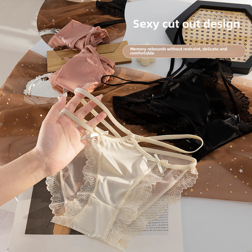 Underwear for women lace sexy mid-waist Japanese girl thin breathable lace underwear for women