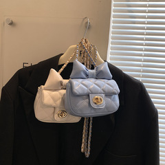 簡約時尚可愛小包包女小眾菱格鏈條小方包2023春夏清新斜跨單肩包