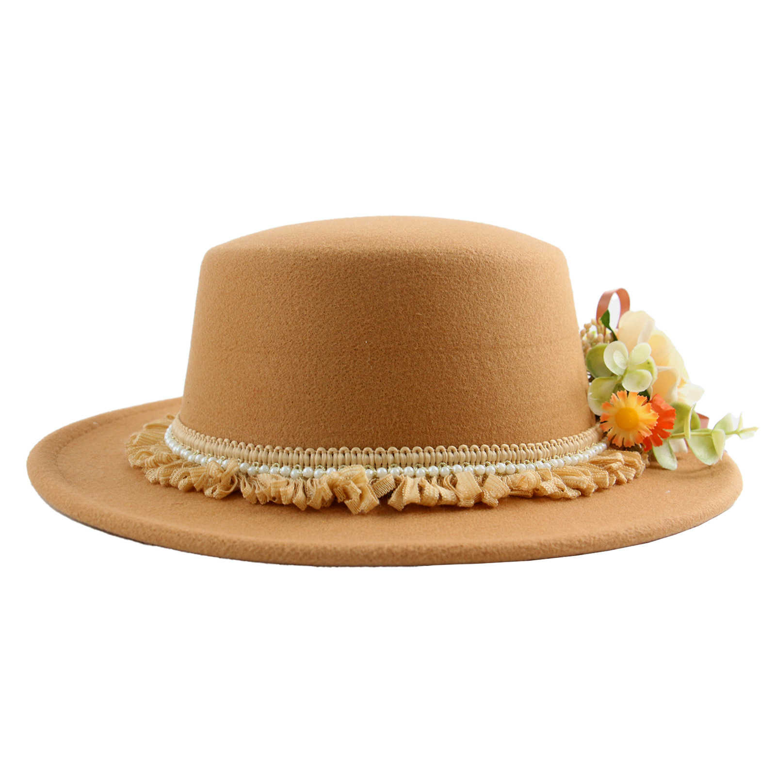 Cappello da cowboy donna a tesa larga con nastro floreale chic_voghion.com