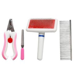 Dog pet bath set Teddy comb steel comb flea comb cat hair removal comb straight comb nail clipper