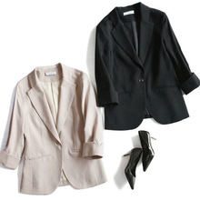 品质棉麻小西装女2025秋装西服女衣服七分袖修身外套精品女装批发