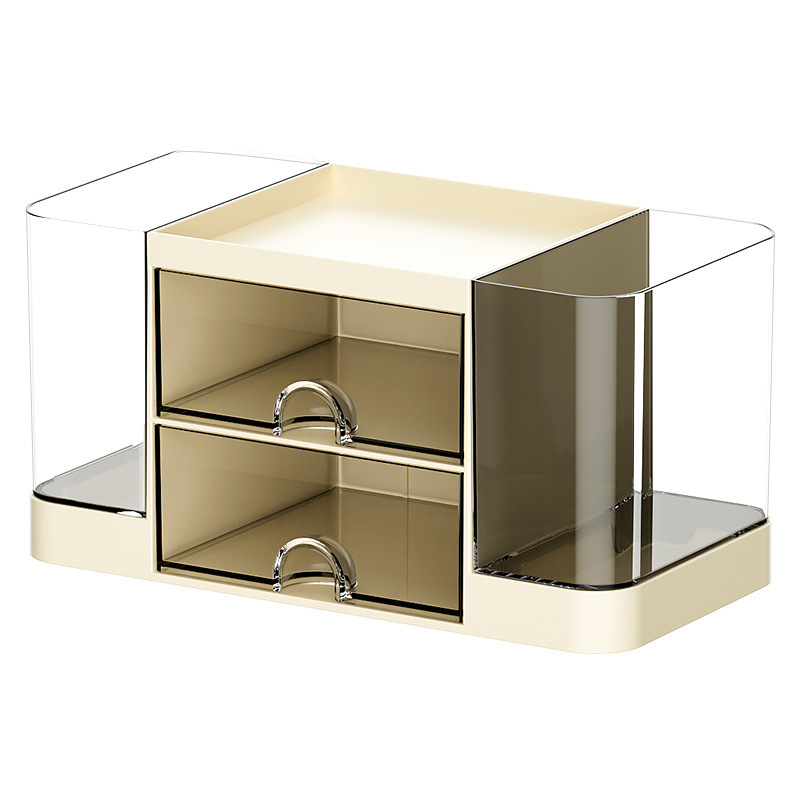 Caja de cajón transparente de la Mesa de plástico, caja de almacenamiento de papelería estudiantil, caja de acabado, Mesa de maquillaje, productos para el cuidado de la piel, caja de acabado