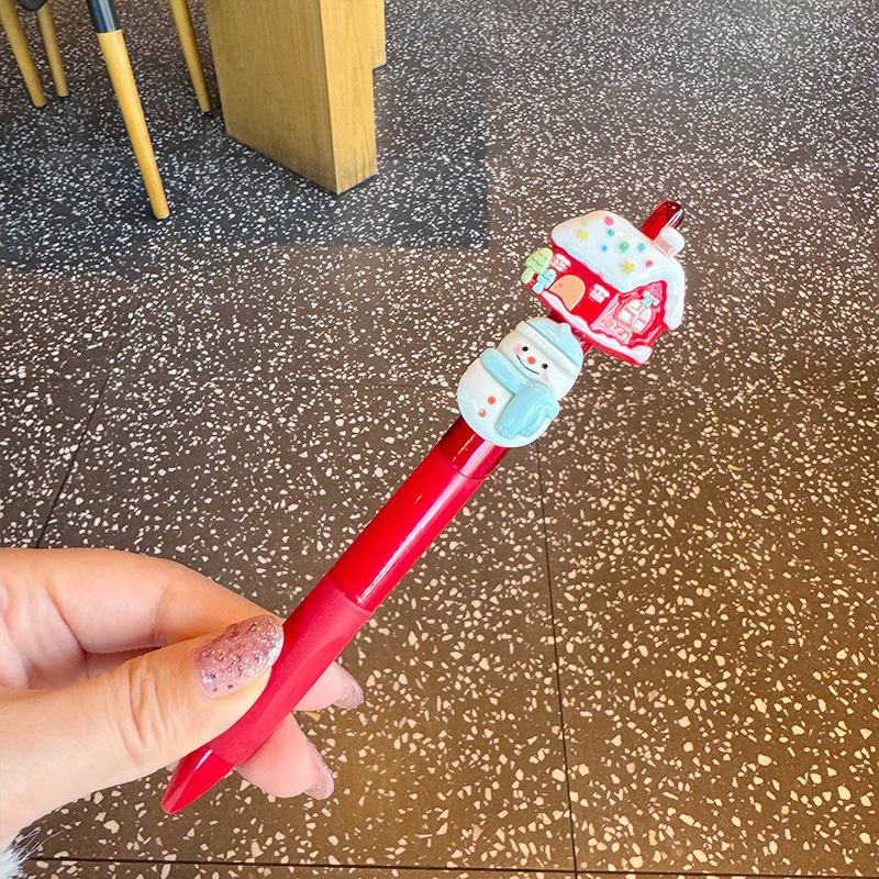 Christmas Series Patch Gel Pen Refill Press Red Pen Cross-Border E-Commerce Popular Pen Holder Cute Stationery Office