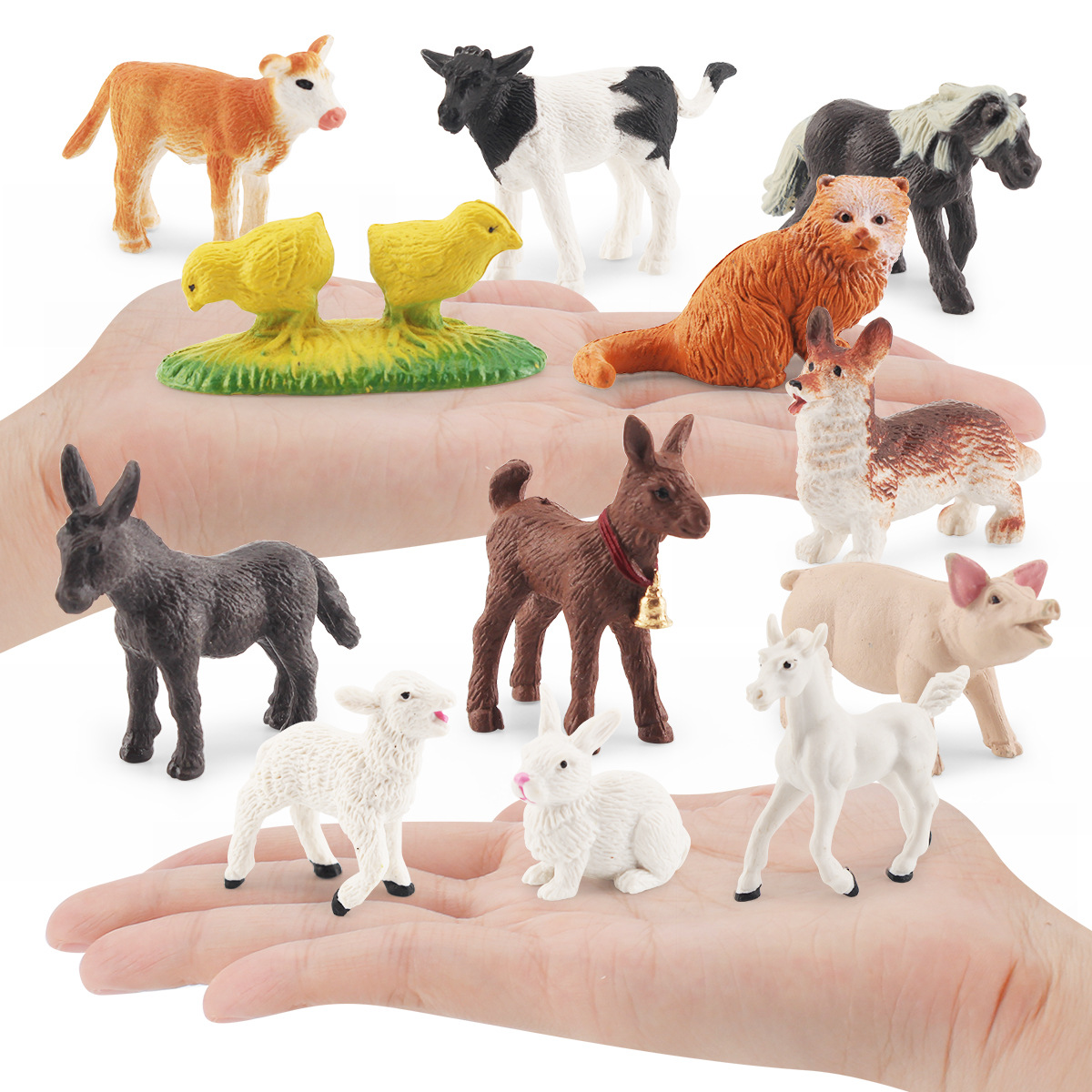 Simulación transfronteriza granja aves modelo animal gato perro cerdo cabra burro caballo pollo granja bebé escena arena Mesa Decoración