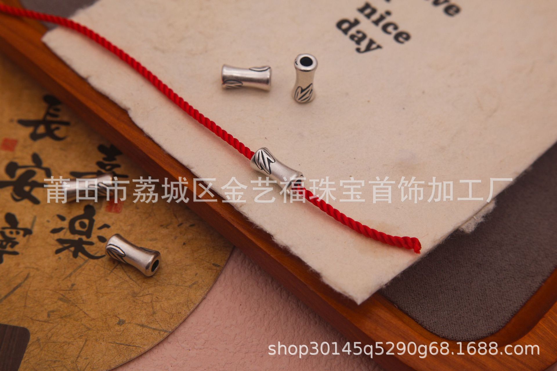 Pure Silver S999 Bamboo Joint Loose Beads with Through-Hole Design, Chinese Style Bamboo Leaf Spacer Beads, DIY Necklace Bracelet Jewelry Accessories, Beading Materials