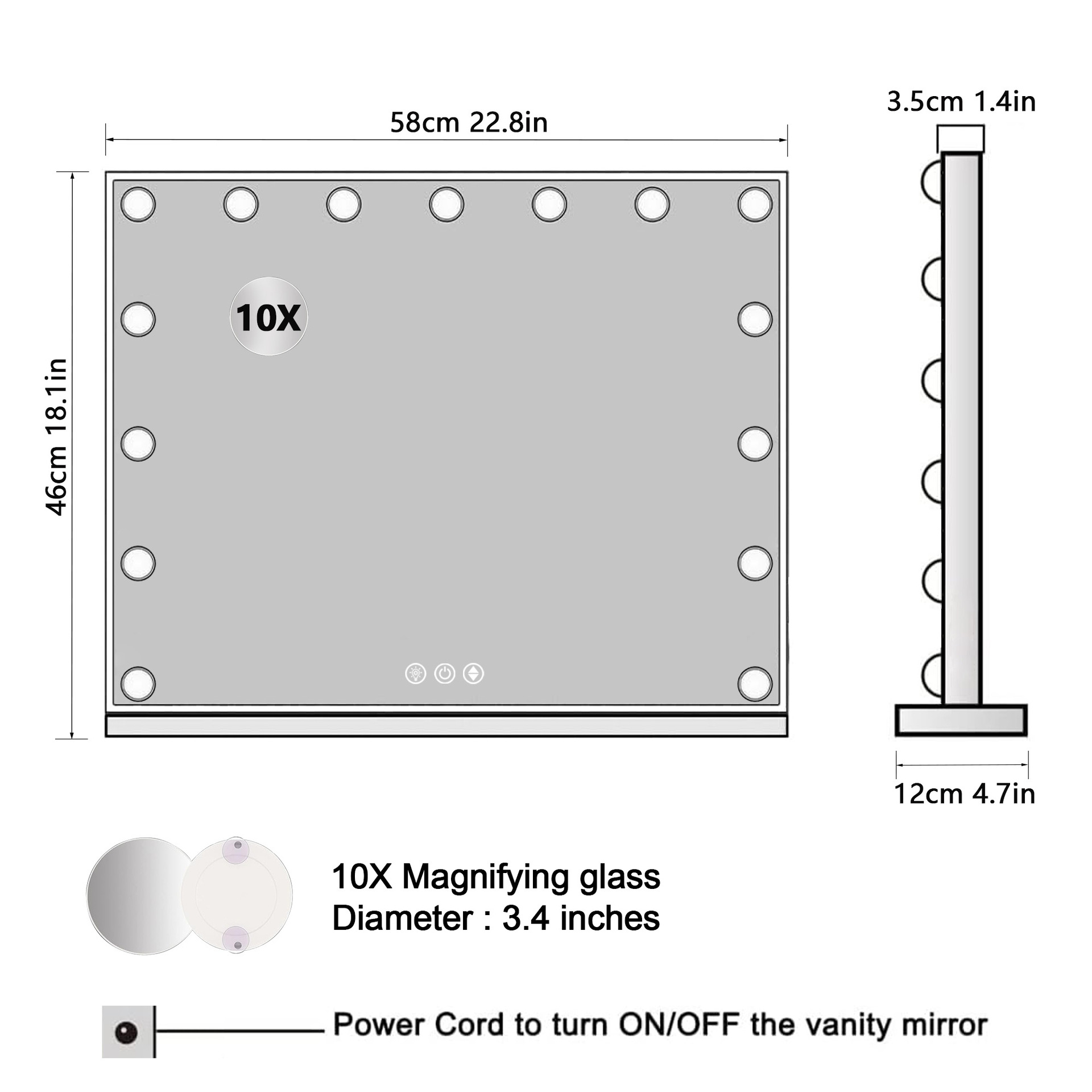 Nuevo 15 lámparas de Hollywood, espejo de maquillaje, red, espejo de escritorio grande, Amazon transfronterizo