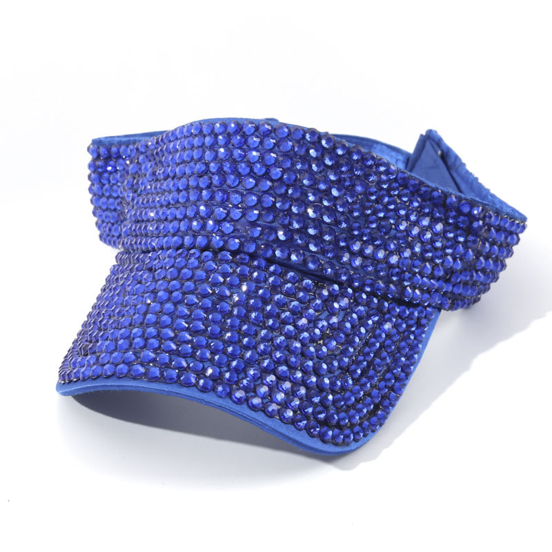 Sombrero de playa vacío europeo y americano con techo vacío de diamante brillante de punto de perforación de sombra sin techo de lengua de pato en el viento