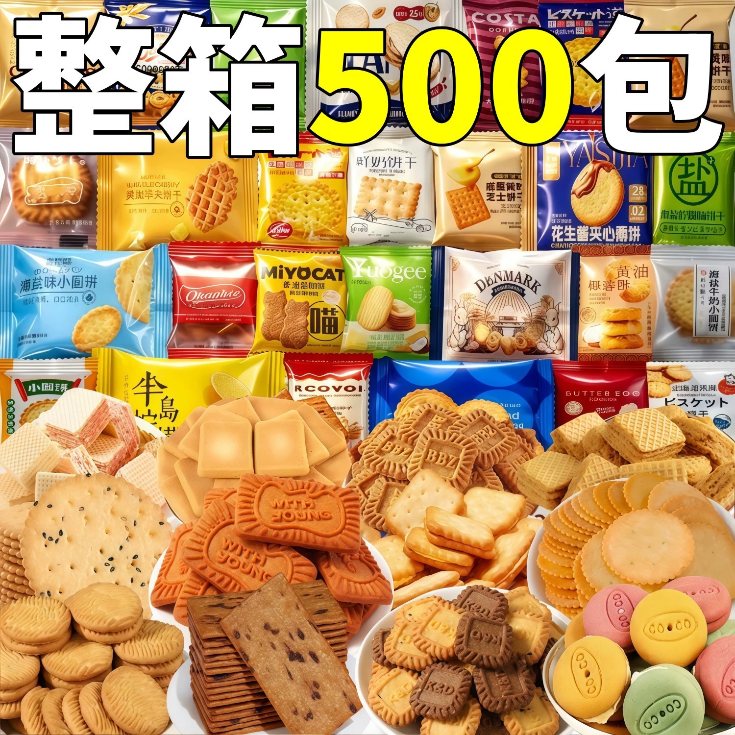 混合饼干整箱批酥性饼干薄脆散装咸味威化饼前台招待零食大礼包发