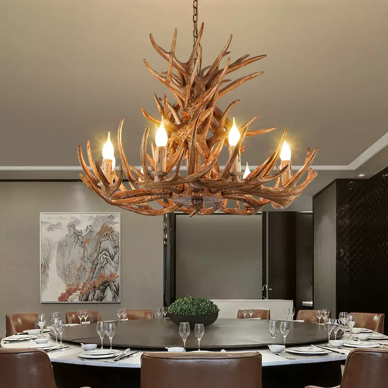 美式田园鹿角灯复古工业风鹿角吊灯火锅店服装店餐厅清吧装饰吊灯