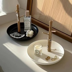 北欧シンプル玄関収納盤デスクトップキーアクセサリー掛け棚置物トレーリビングルーム茶何物収納ケース