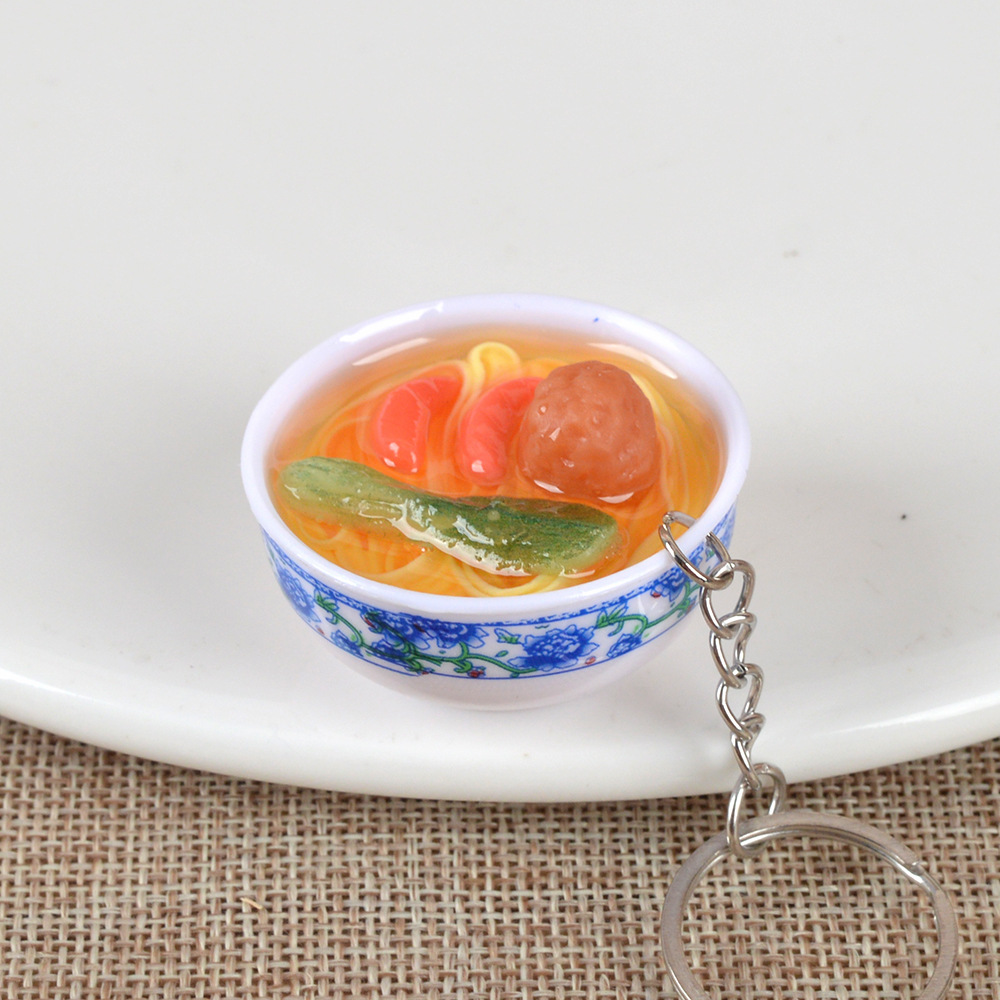 Mini cocina para niños comida y juego simulación pequeño tazón fideos llavero divertido simulación comida juguete regalo del estudiante