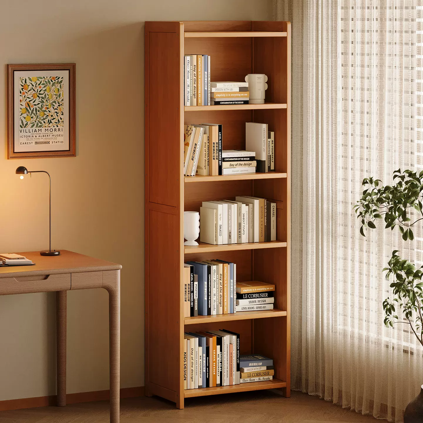 书架落地置物架一体靠墙窄柜子简易储物柜家用客厅书柜收纳展示架