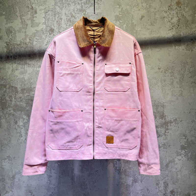 正确版本原标驴家联名款 FW25秋冬新款粉色工装牛仔夹克 棉衣男女|undefined