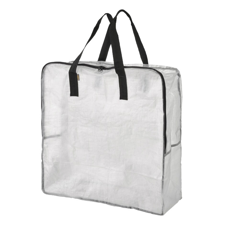 Fabricante transparente PP tejido con cremallera bolsa impermeable de gran capacidad bolsa de mudanza PE almacenamiento ropa para el hogar edredón bolsa de piel de serpiente