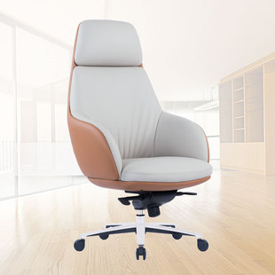 Light Luxury White Office Chair Leather Reclining Office Home Study Computer Chair Comfortable Sedentary High Backrest Boss Chair