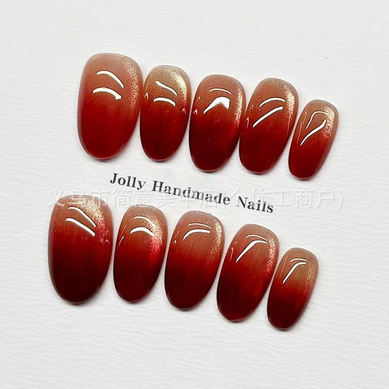 Cross-Border Ice Translucent Red Pomegranate Glass Beads High-End Whitening Handmade Wearable Nails Gradient Ins Cat Eye Manicure Wholesale Cross-Border Ice Translucent Red Pomegranate Glass Beads High-End Whitening Handmade Wearable Nails Gradient Ins Cat Eye Manicure Wholesale