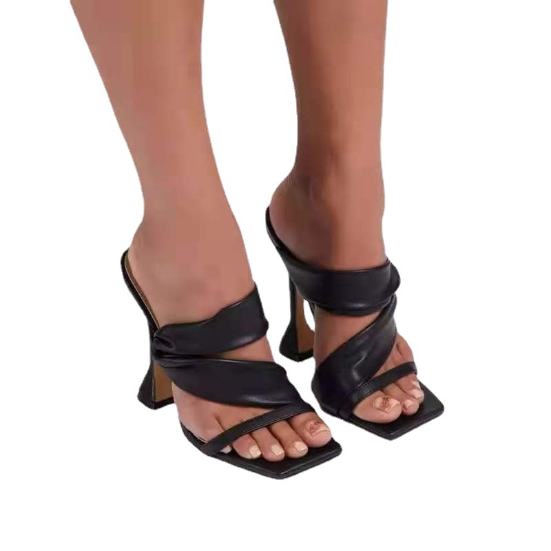 Foreign Trade Ultra-high Heel Stiletto Solid Color European And American Fashion Sky-high I-shaped Slippers For Women,_vogvips.com