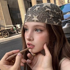 复古美式星星包头巾女y2k亚文化街头嘻哈多功能三角巾辣妹丝巾潮