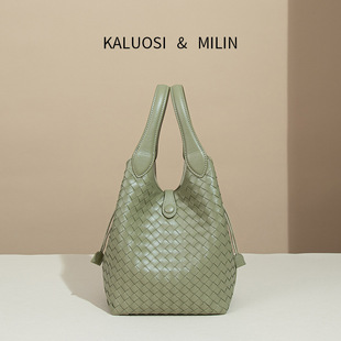 High-Quality Export Bags for Women 2025 New Niche Design Pure Hand-Woven Bucket Bag Vegetable Basket Handbag
