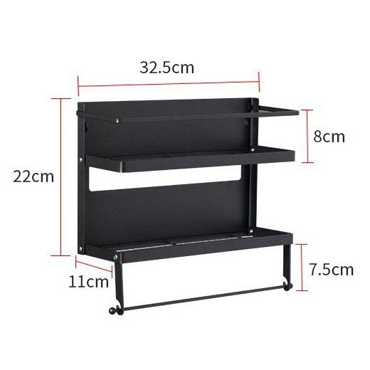 Multifuncional estilo japonés plegable refrigerador magnético estante de almacenamiento lateral estante de almacenamiento multicapa estante de la cocina montado en la pared sin perforar