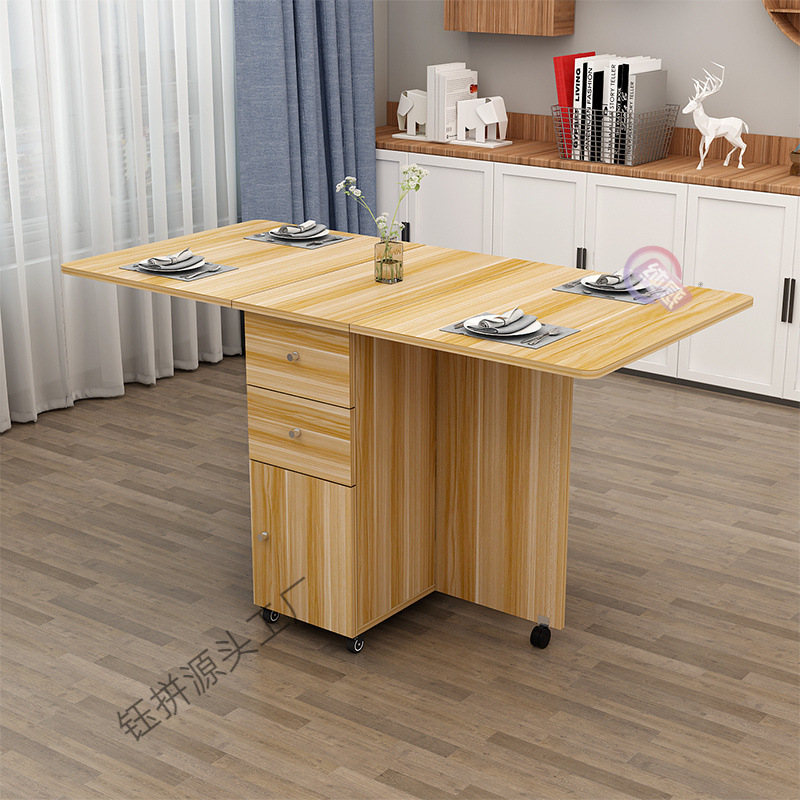 Mesa plegable simple, mesa de comedor de tipo pequeño, mesa de comedor retráctil multifuncional con cajón, gabinete de comedor rectangular