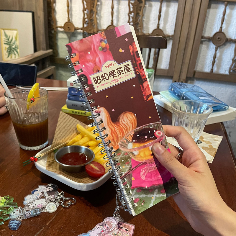 哇卡哇卡和纸胶带收纳离型本A5half窄本长条喫茶屋古早风日式|undefined
