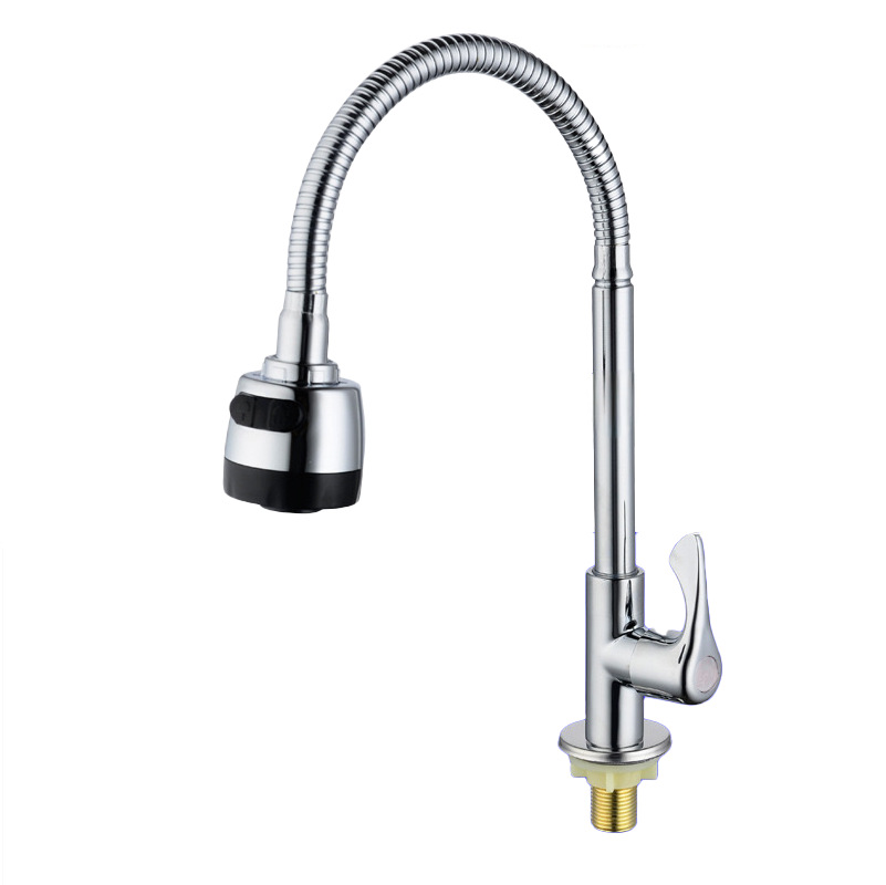 grifo de enfriamiento único de cobre completo para ingeniería doméstica bola giratoria universal lavabo de verduras grifo de cocina