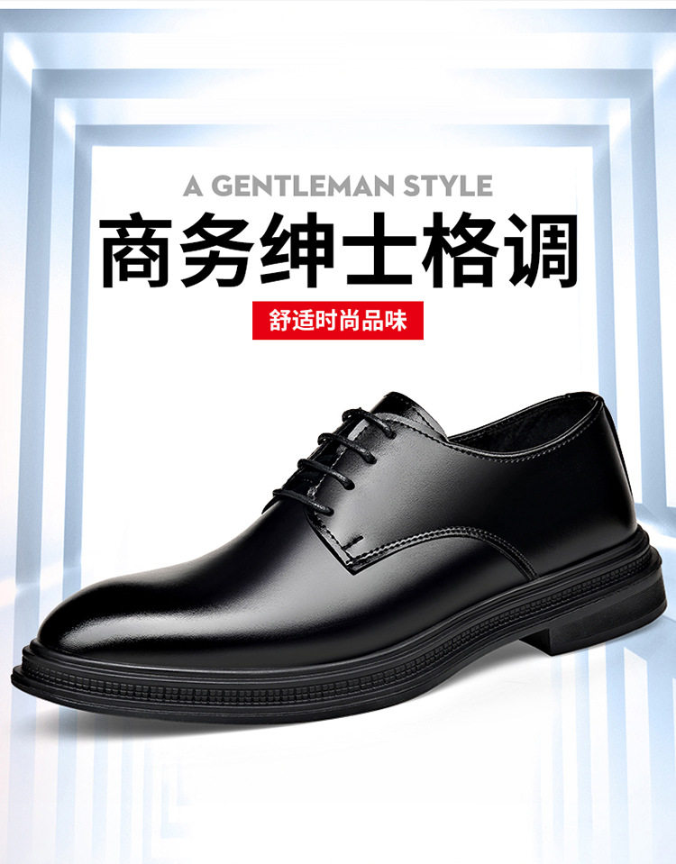 Giày da nam công sở mũi nhọn, đế cao su chống trượt, gót thấp 1–3 cm, kiểu Anh — 2Z102 màu đen chi tiết 3