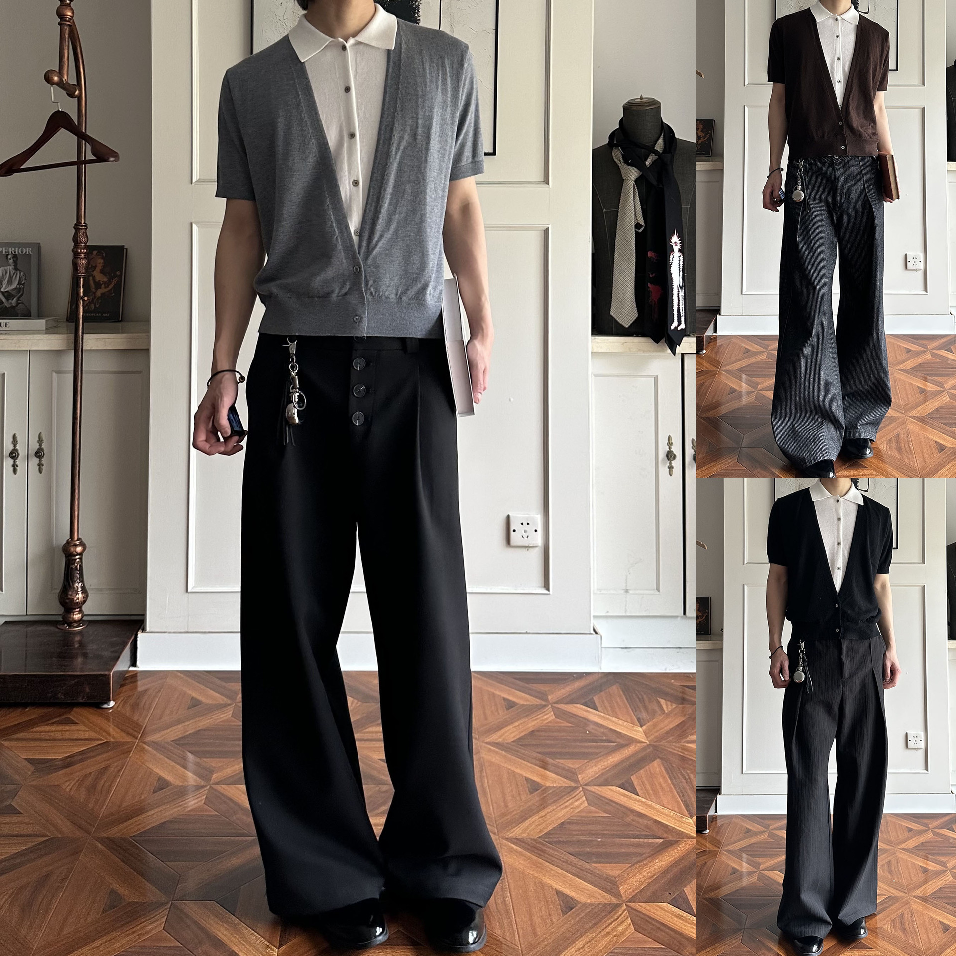 Camisas de polo de manga corta de estilo antiguo, camisetas de punto masculinas falsas de dos piezas, camisetas de hielo, camisetas de verano, fábrica transfronteriza al por mayor