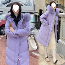 2022年冬季新款韓版時尚連帽牛角扣棉服女中長款加厚棉衣棉襖外套