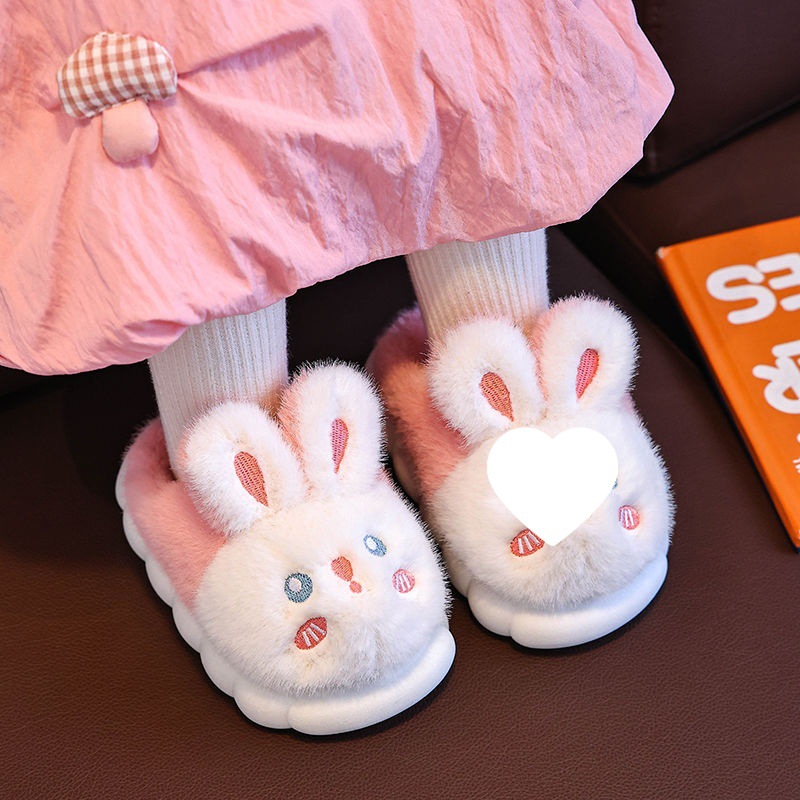 Zapatillas de algodón para niños otoño y invierno para niñas antideslizantes de fondo grueso interior zapatos de lana princesa bebé zapatos de algodón para padres e hijos