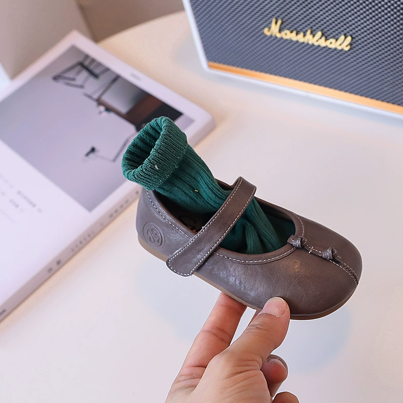 Demi-season children's shoes for leather shoes, footwear English style for princess, trend of season, soft sole, British style