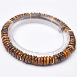 富宏珠宝 天然水晶隔珠药片手链女时尚黄虎眼石图片手串饰品批发