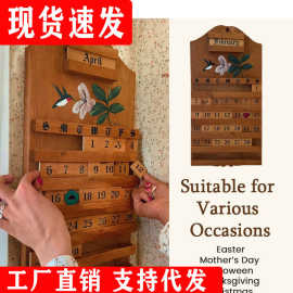 跨境新品Festive Wooden Calendar节日木质日历墙壁装饰DIY组装