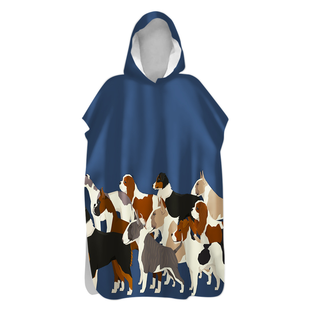 Double-sided velvet quick dry trench coat, bath towel, keep warm travel jacket for swimming, bathrobe, print 5