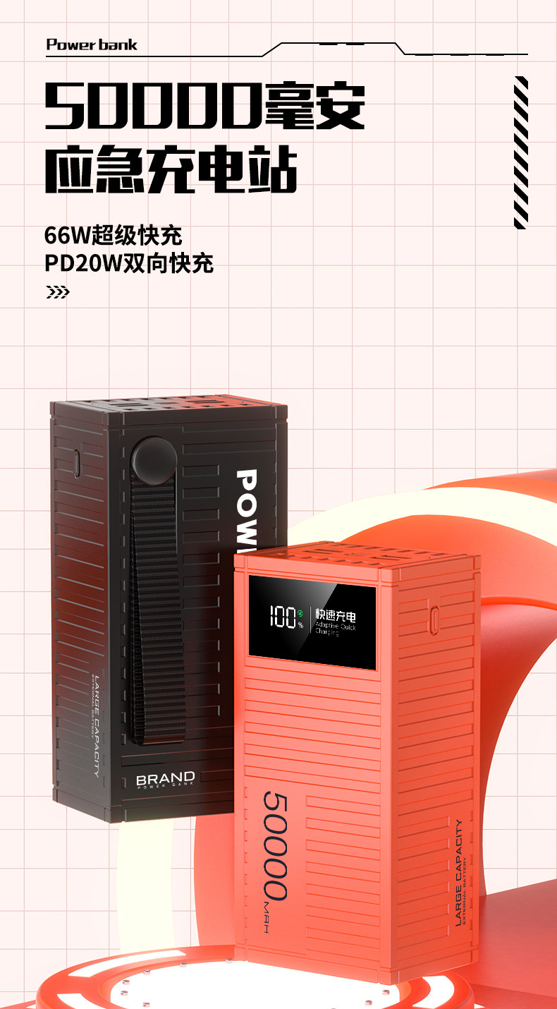 66W Süper Hızlı Şarj 50000mAh Dijital Ekranlı Outdoor Taşınabilir Pil Şarjı